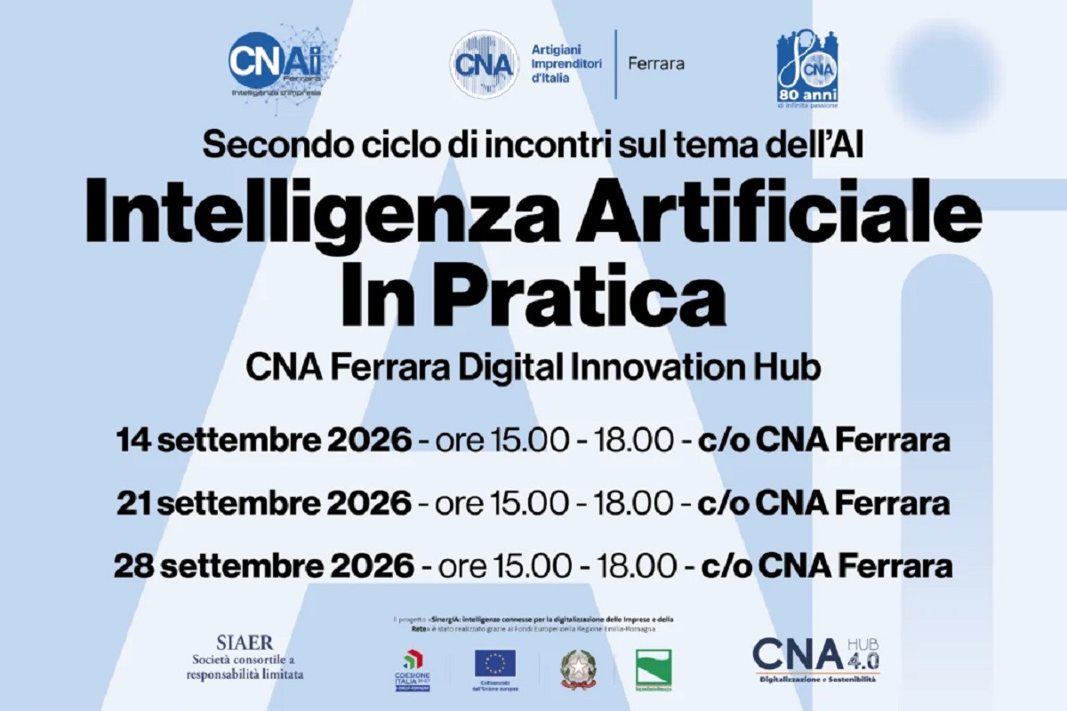 TORNANO ALLA SALA CONVEGNI DI CNA FERRARA I SEMINARI SULL'INTELLIGENZA ARTIFICIALE TORNANO ALLA SALA CONVEGNI DI CNA FERRARA I SEMINARI SULL'INTELLIGENZA ARTIFICIALE