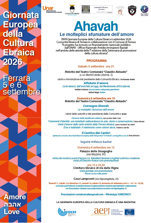 CULTURA. FERRARA CELEBRA LA GIORNATA EUROPEA DELLA CULTURA EBRAICA CULTURA. FERRARA CELEBRA LA GIORNATA EUROPEA DELLA CULTURA EBRAICA